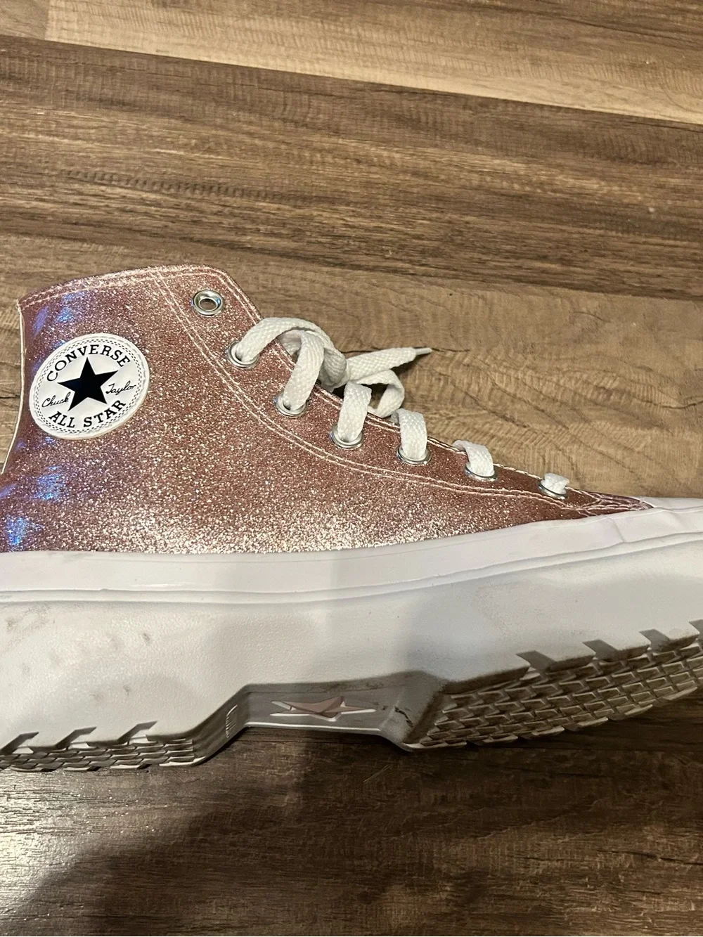 Converse Girls Pink Glitter Platform High-Top Sneakers